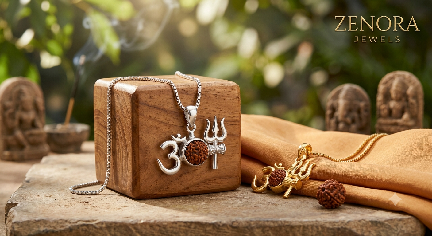 Om Rudraksha Pendant With Chain